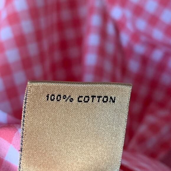 Taylor Investments Gold Label Pink White Gingham Check Button Up Shirt Size 6 - Picture 9 of 16